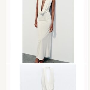 Zara cowlick maxi dress white